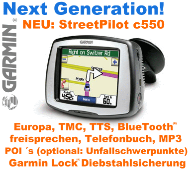 GARMIN StreetPilot c550, Europa, inkl. TMC, TTS usw..