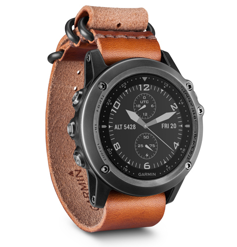 GARMIN fenix 3 SAPHIR Grau mit Lederarmband, Nato-Style