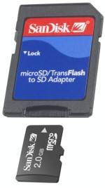 microSD (TransFlash) Speicherkarte SanDisk 2GB Aktion!